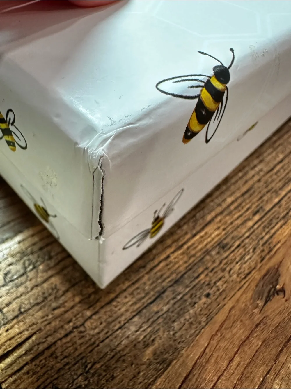 White Bee-Printed Storage Box - Decorative Home Organizer